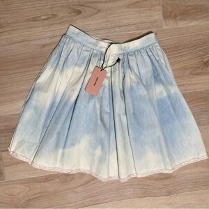New Miu Miu Gonna Denim Leggero Skirt in Celeste